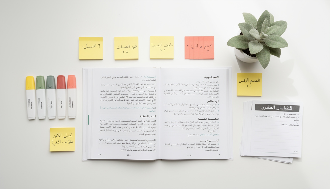 مفهوم تعليمي يُظهر وثائق ومواد تعليمية على طاولة